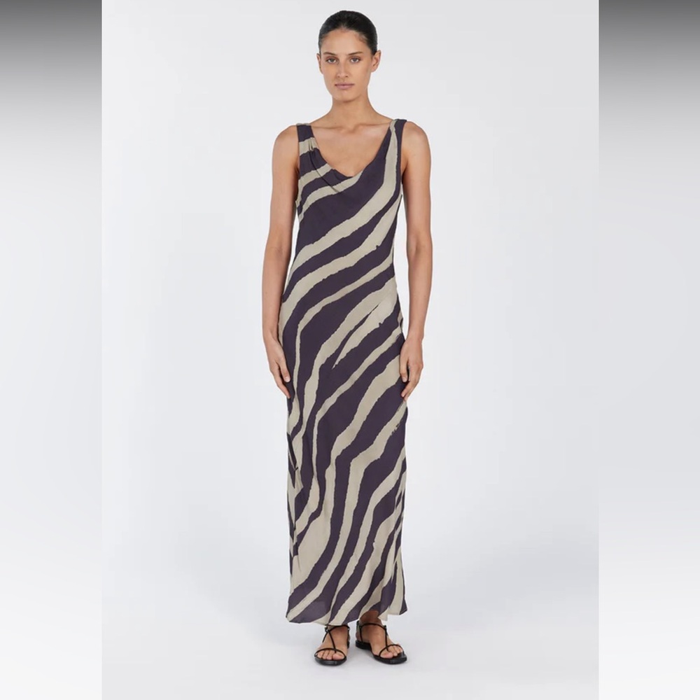Dissh Renata Cowl Neck Zebra Print Maxi Dress